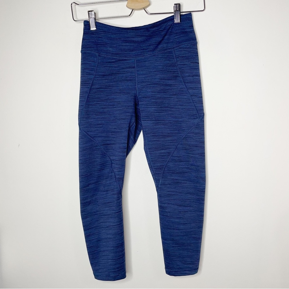 Patagonia Women's Size S Centered Crop Leggings Tights Navy Blue Space Dye
